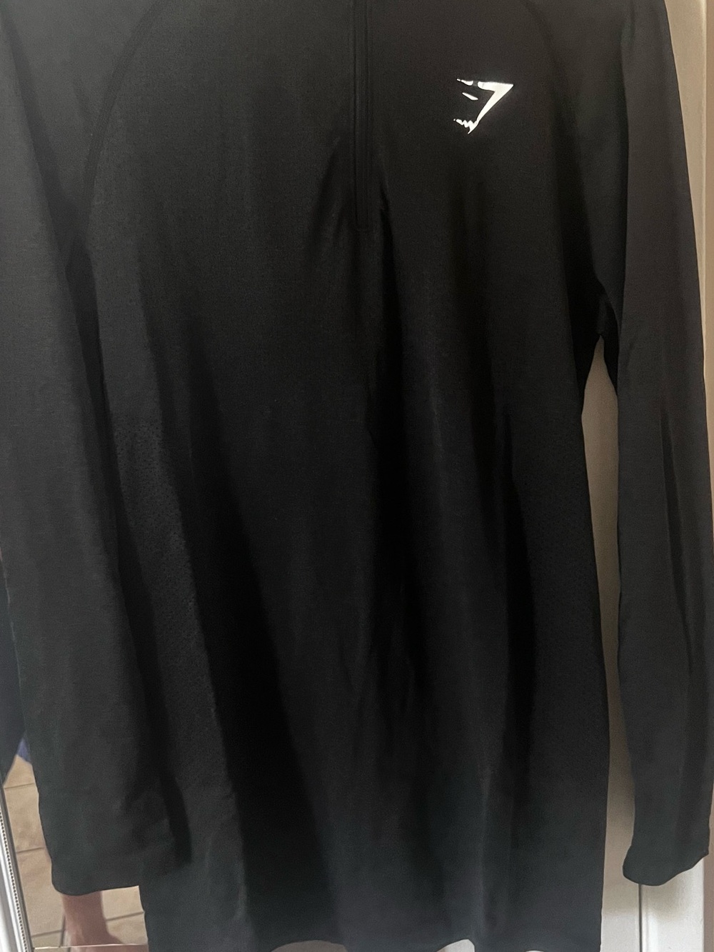 Gymshark Black Half-Zip Performance Pullover with White Logo